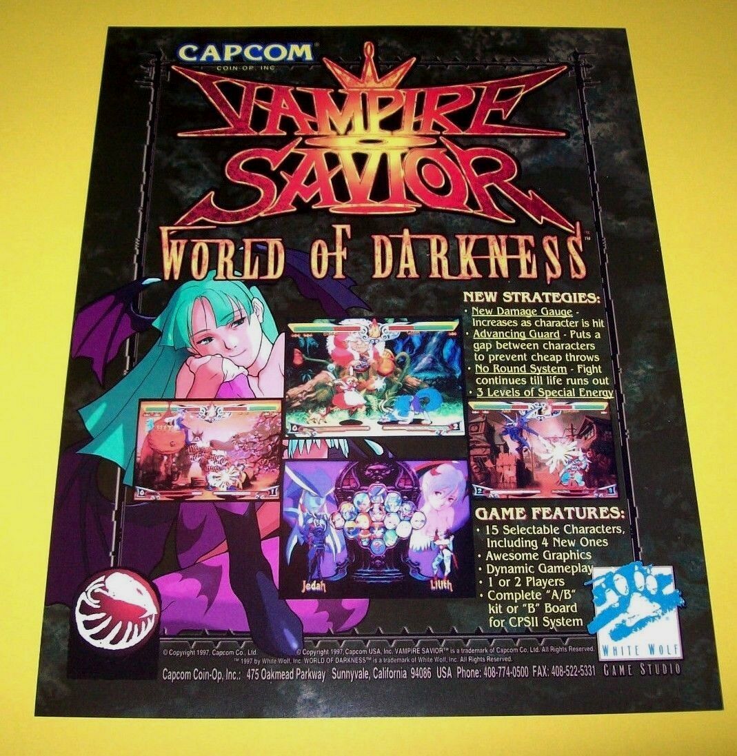 Vampire Savior World Of Darkness Arcade FLYER Original NOS Video Game 