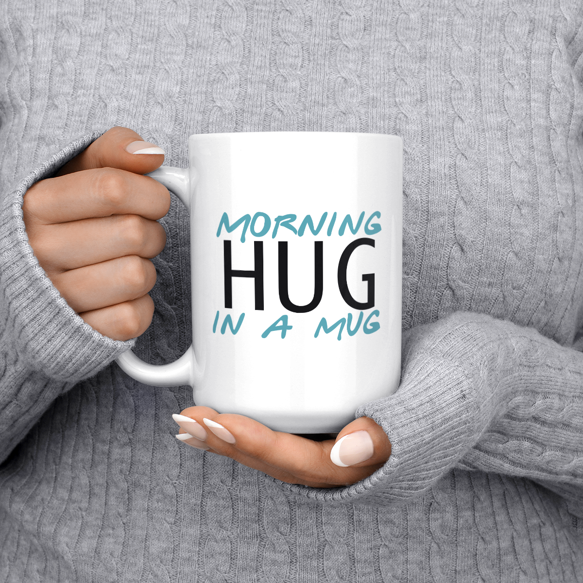 Hug Mug Morning hug in a mug White ceramic 15oz Novelty coffee Mug ...