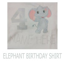 Elephant Custom Birthday T Shirt Personalized Name and Age - $9.77