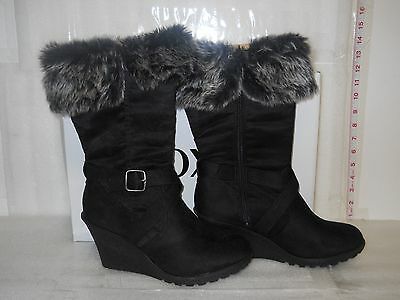 XOXO New Womens Olivia Black Wedge Boots 9 M Shoes NWB