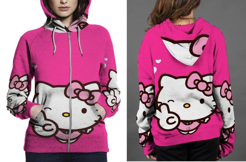 Hello Kitty Pink Hoodie Zipper Fullprint Women