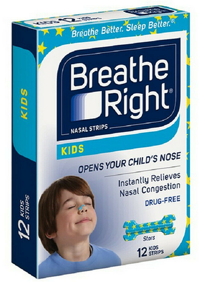 BREATHE RIGHT Nasal Strips for Kids Child Nose Band Breath Rite x 4 BOX ...