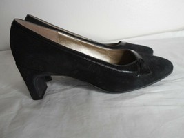 Soft Style Hush Puppies Black Suede Patent Leather Pumps Womens Sz 9M 2.... - $39.59