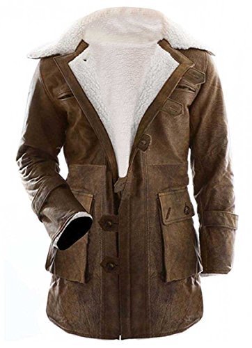 Mens Swedish Fur Shearling Knight Leather Rises Winter Brown Bane Leather Coat