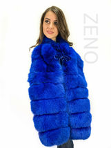Royal Blue Fox Fur Arms Sleeves / Stole With Scarf Fur In Sections Saga Furs image 6
