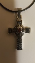 Knights Templar Double Side Cross on Black Necklace  image 2