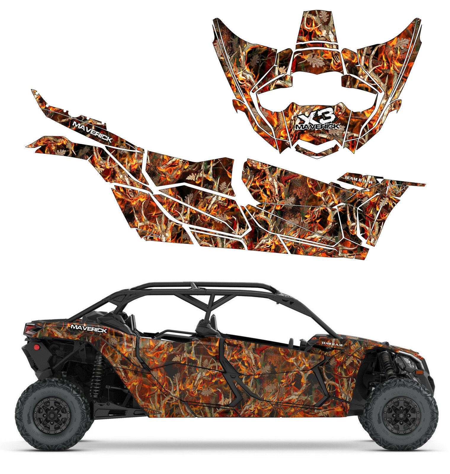 Can Am Maverick X3 Max Blaze Buck Decal Graphic Kit Wraps deco sticker