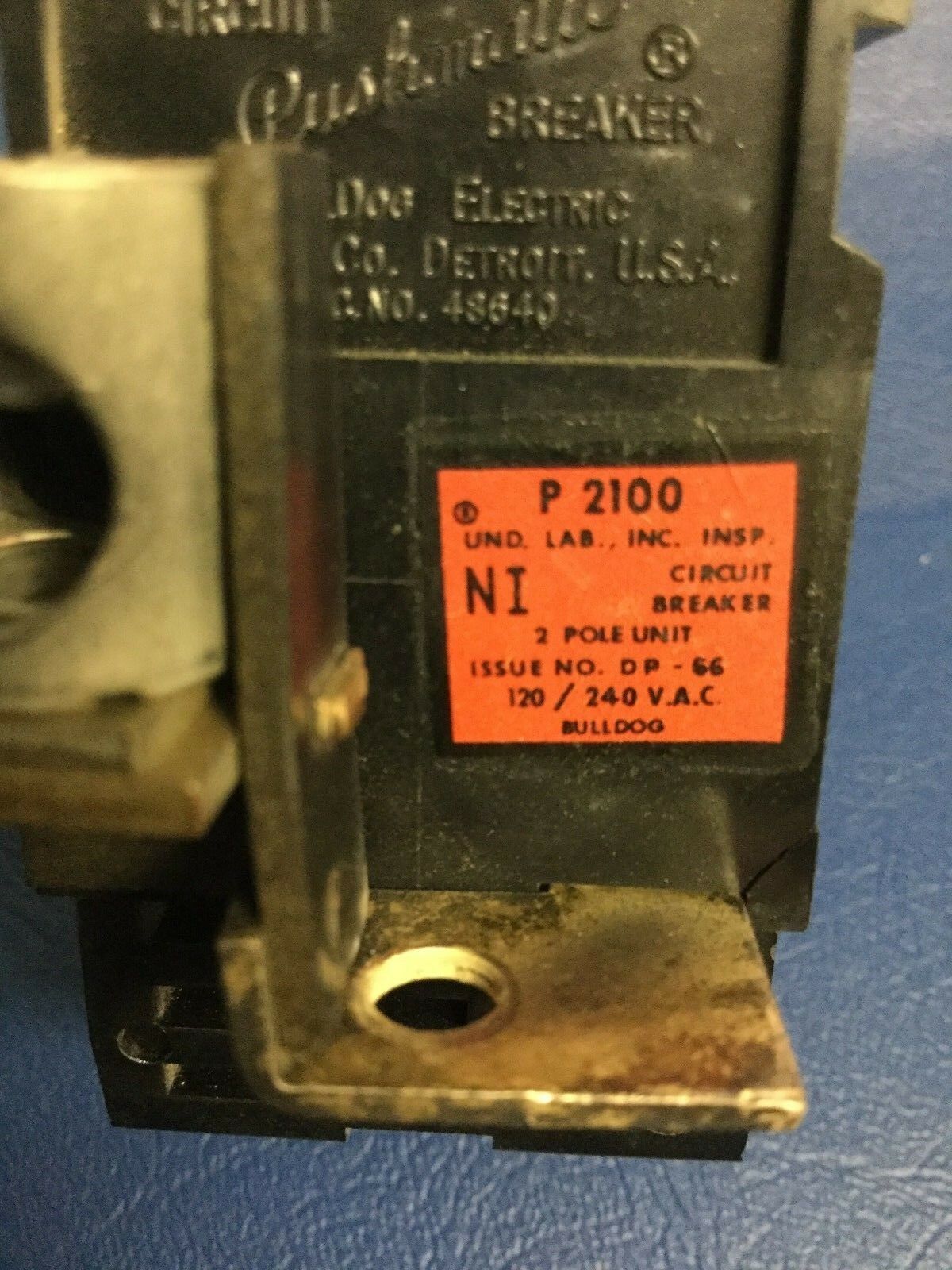 100 Amp Pushmatic Bulldog 11200 MAIN Breaker 2 Pole 100A - Old Wide Lower Tab - Circuit Breakers
