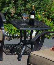 Outdoor End Table  Patio Furniture Cast Aluminum Elisabeth Rust Free Bronze image 3