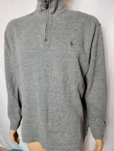 Polo Ralph Lauren Mens Pullover Sweater 1/4 Zip Gray Solid Size Large L/S - $38.61