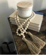 Farmhouse Beads 58in Wood Bead Garland with Tassels Rustic Country Decor... - $39.99