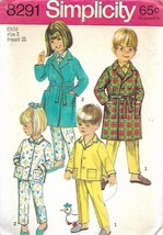 Simplicity 8291 Child&#39;s Robe &amp; Pajamas Toddlers Unisex Size 2 Vintage 1969 - $6.42