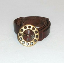 Women/'s Black Genuine Leather Womens Stretchable Belt Brasstone Buckle 30/"