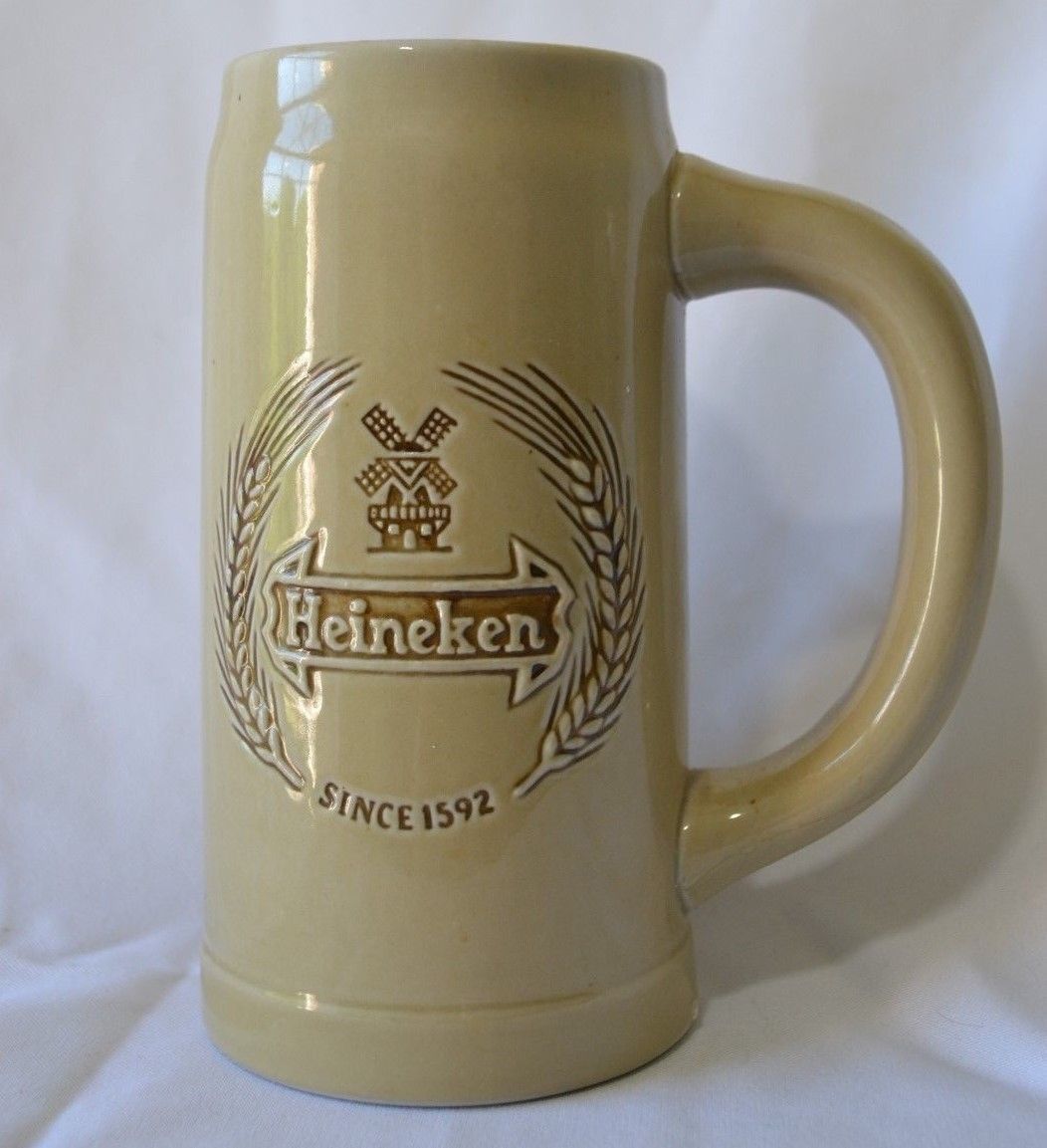 Vintage Heineken Beer Stein Mug Ceramarte Ceramic Made in Brazil - £11.26 GBP