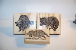 3 Raccoons New Mounted Rubber Stamps - $20.00