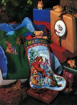 Cross Stitch Forest Friends Christmas Stocking Elves Buckaroo Santa Patt... - $11.99
