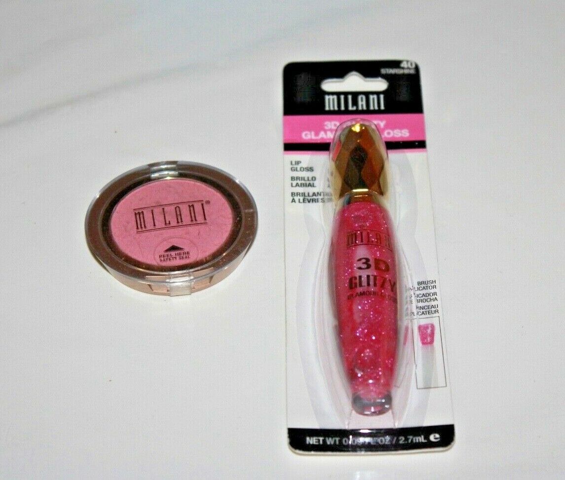 Milani Powder Blush #06A Pink Craze + Lip Gloss #40 Starshine Lot Of 2 Sealed - $9.49