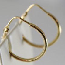 18K YELLOW GOLD EARRINGS LITTLE CIRCLE HOOP 19 MM 0.75 IN DIAMETER MADE IN ITALY image 2