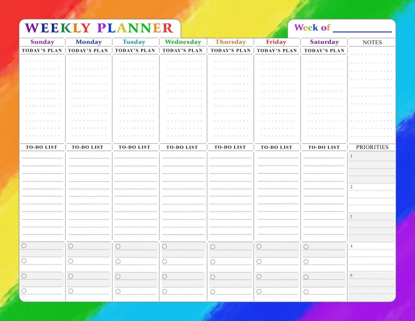 Magnetic Weekly Calendar - 52 Undated Sheets - Notepad Desk Pad - (Edition #004)