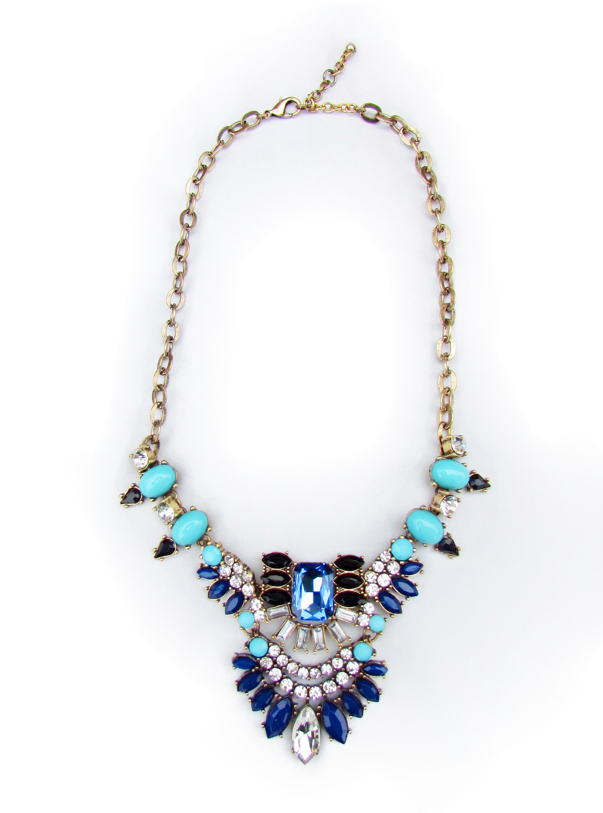J. Crew Style Blue Crystal Fashion Statement Necklace - Necklaces ...