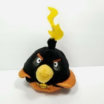 Space Bomb Bird Angry Birds Plush 7" Black Orange Cape Glitter Glue On Flame - $14.84