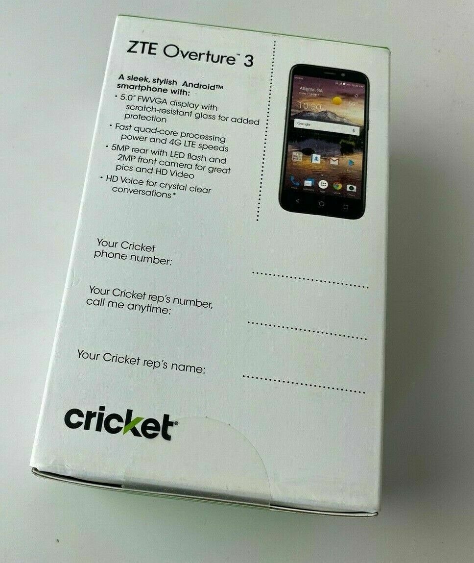 New in Box ZTE Overture 3 Z851M Cricket Wireless 4G Android 16GB Cell
