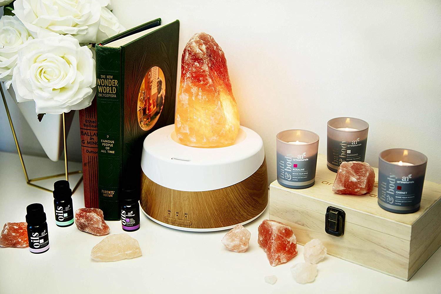 Aromatherapy Essential Oil Diffuser and SaltLamp Combo 100 Pure Himalayan Salt Lamps
