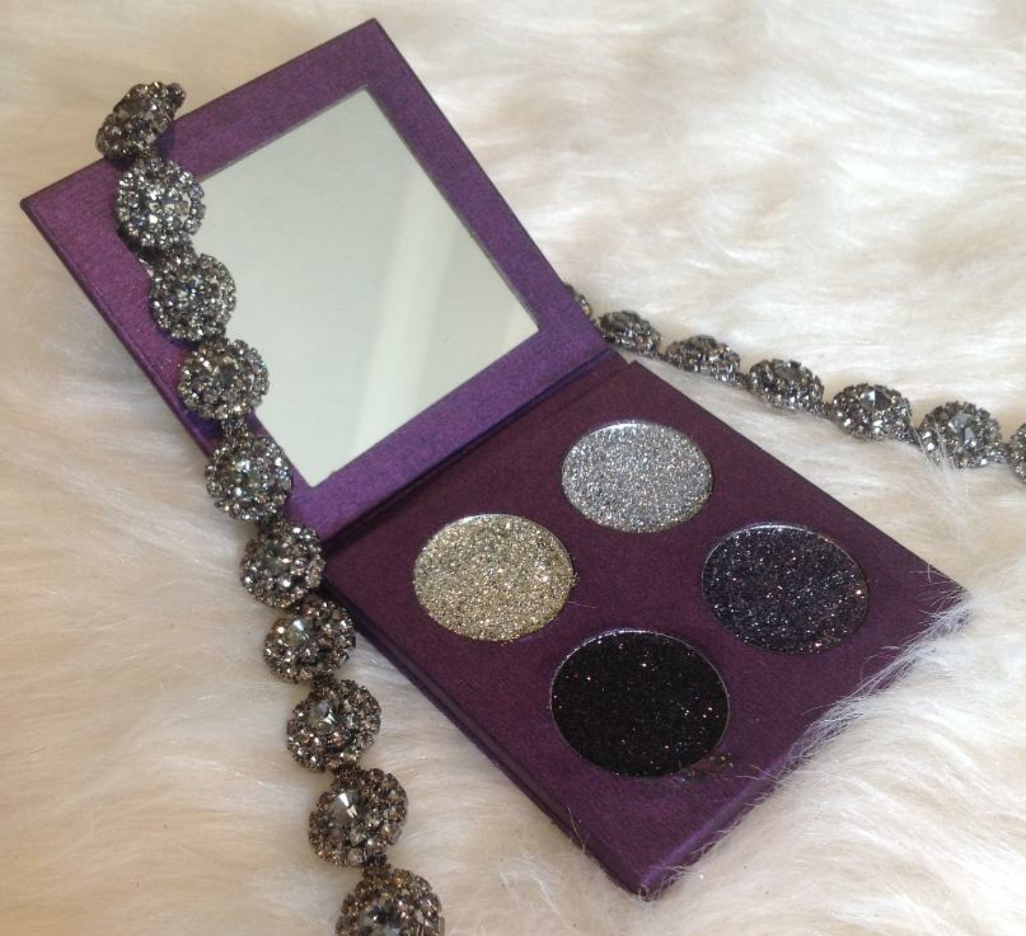 Primary image for 4 26 mm Jaw Dropping Hand Pressed Silver & Black Tone Glitter Eyeshadow