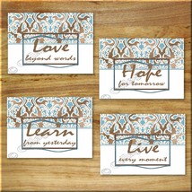 Blue Brown Inspire Quote Gallery Art Picture Prints Damask Learn Live Love Hope+ - $14.95