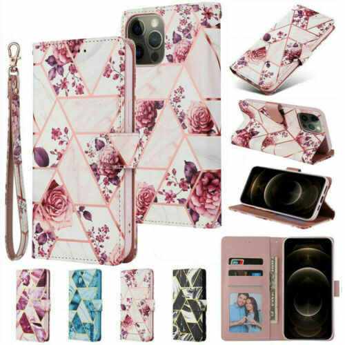 Case For iPhone 13 Pro Max SE 2020 11 7 8 Plus Marble Leather Wallet Flip cover