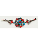 Pendant, Silver, Red and Blue Faux Cabochons - $5.59
