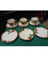 -Magnificent FRANCISCAN  &quot;Apple&quot; Pattern .. 3 CUPS &amp; SAUCERS &amp; 3 FREE Sa... - $12.19