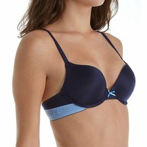 Tommy Hilfiger R72T027 Signature Brushed Micro Push Up Plunge Bra Peacoa... - $31.93