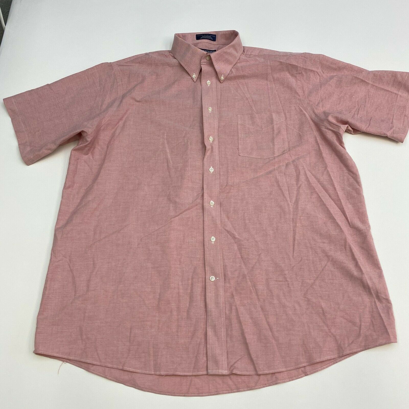 Stafford Button Up Shirt Mens 18 Classic Fit Oxford Red Short Sleeve ...