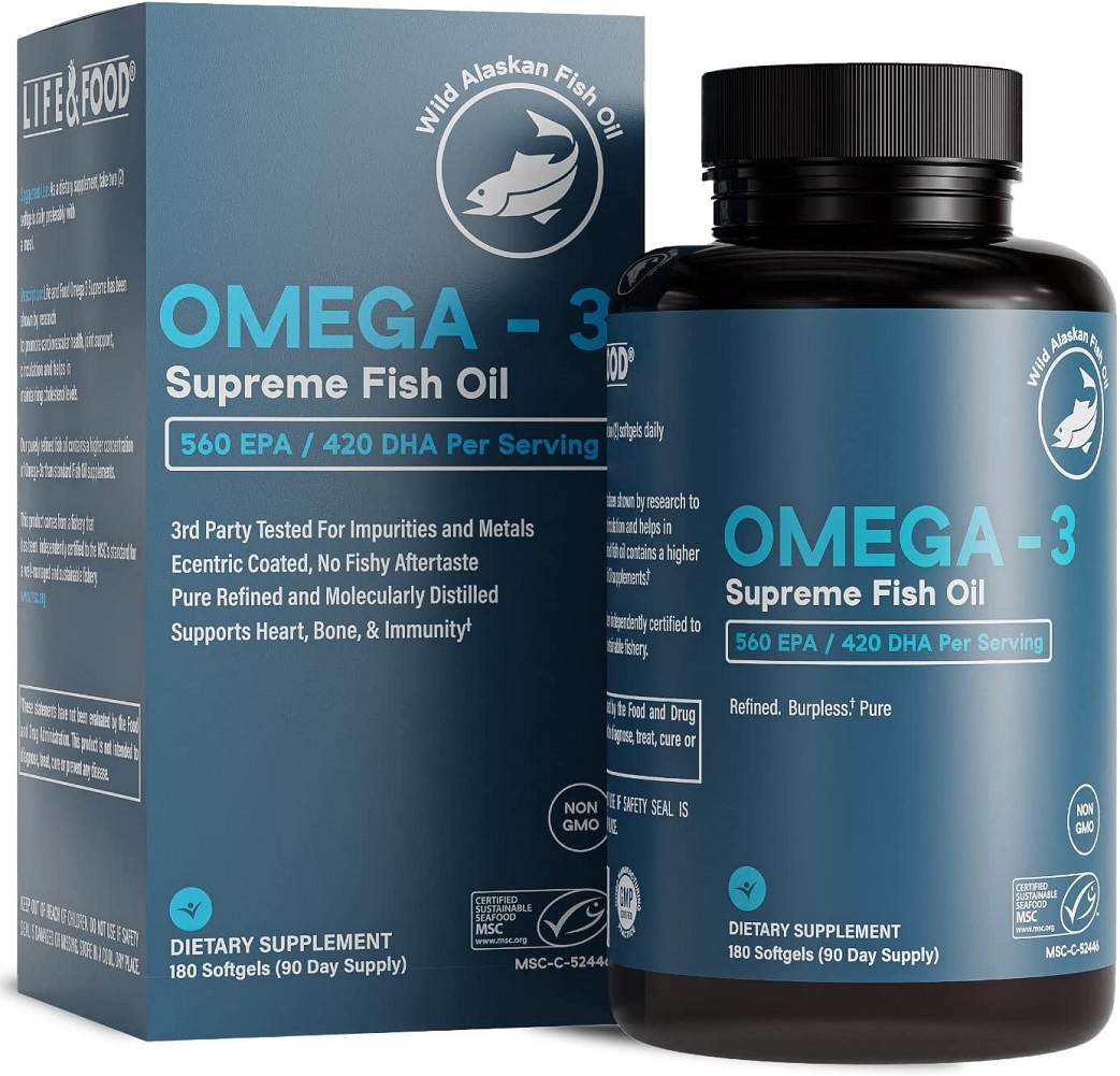 Omega-3 Supreme Strength 1400mg Fish Oil - High EPA DHA(180 Burp-Less Softgels)