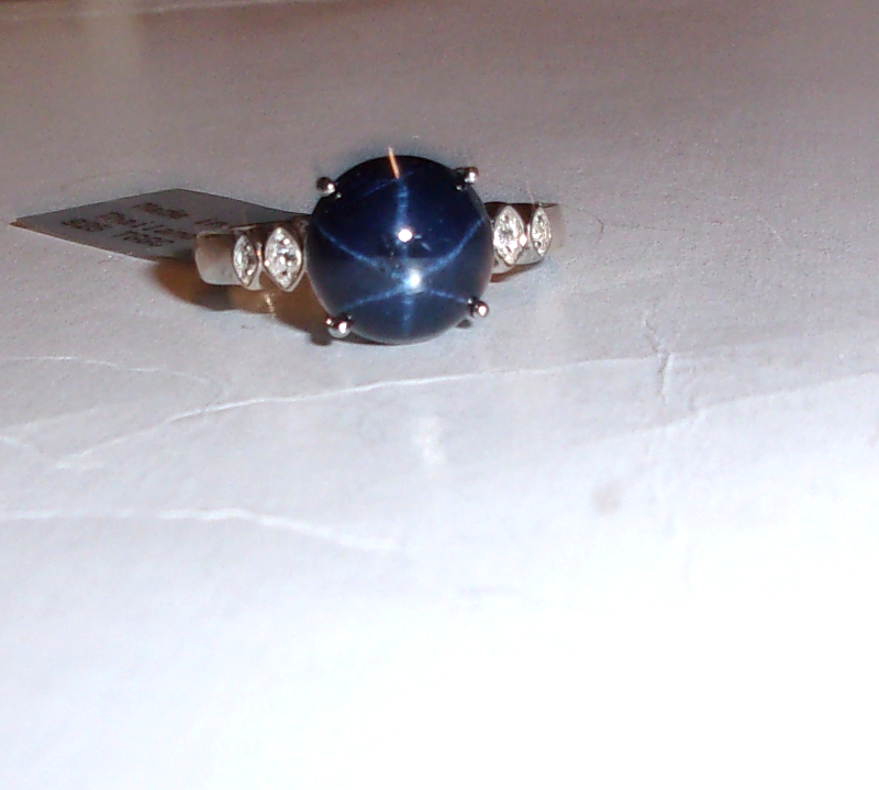 Primary image for Blue Star Sapphire Round & White Topaz Round Ring, Silver, 925 Size 7, 6.27(TCW)