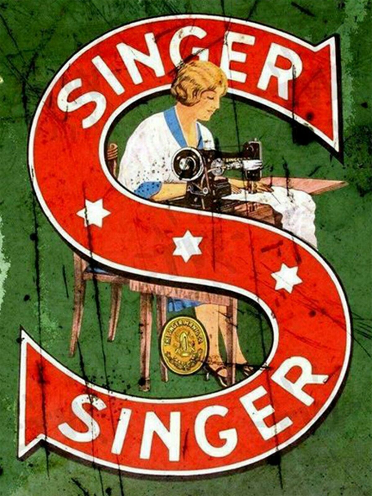 SINGER Sewing machines vintage advertising metal wall sign plaque