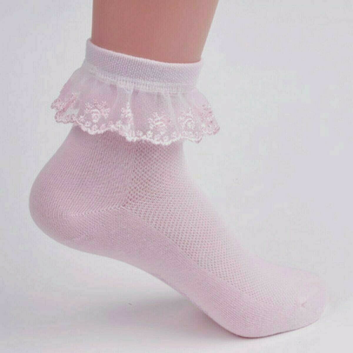 Little Girls' Toddler Baby Floral Lace Ruffle Socks Pink 25y Old Gift