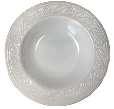2 Gibson Designs Amaretto White Rim Soup Bowl Cereal Emboss Etch Floral Scroll - $14.84