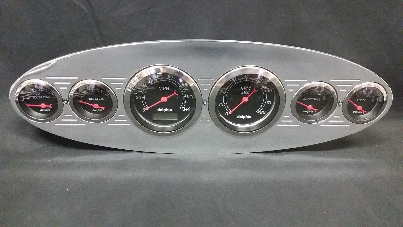 6 GAUGE UNIVERSAL OVAL DASH CLUSTER BLACK Gauges