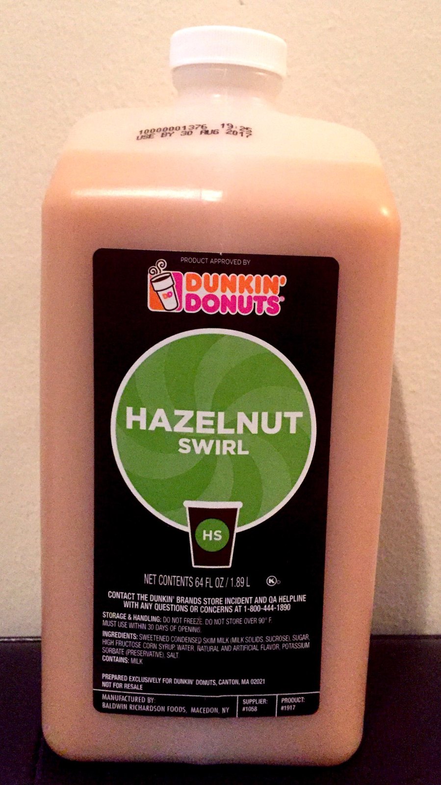 Dunkin Donuts Hazelnut Swirl Syrup 64oz Jug NO Pump Honey, Syrup