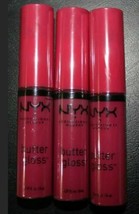 3 x NYX Professional Makeup Butter Gloss Strawberry Cheese Cake .27 oz x 3, New - $15.37