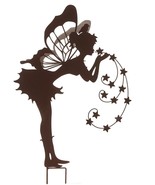 Fairy Silhouette Garden Stake with Butterfly Wings Wrought Iron 26&quot; High... - $69.29