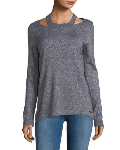 Calvin Klein Womens Open Shoulder Pullover, L Gray - Tops & Blouses