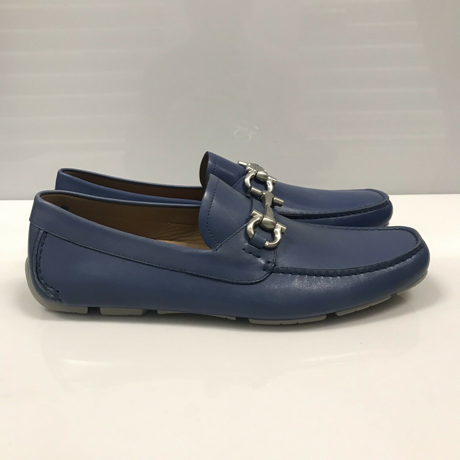 L-4006198 New Salvatore Ferragamo Parigi Blue Loafers Shoes Size US 8 ...