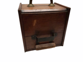Vintage Antique Oak Wood Box Lid Scuttle Ash Coal Fireplace Liner Hearth Storage image 6