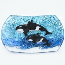 Fused Art Glass Sea Ocean Orca Killer Whale Soap Dish Handmade in Ecuador image 1