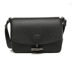 NWT Longchamp Roseau Toggle Flap Leather Crossbody Bag Black Gunmetal AU... - $390.48