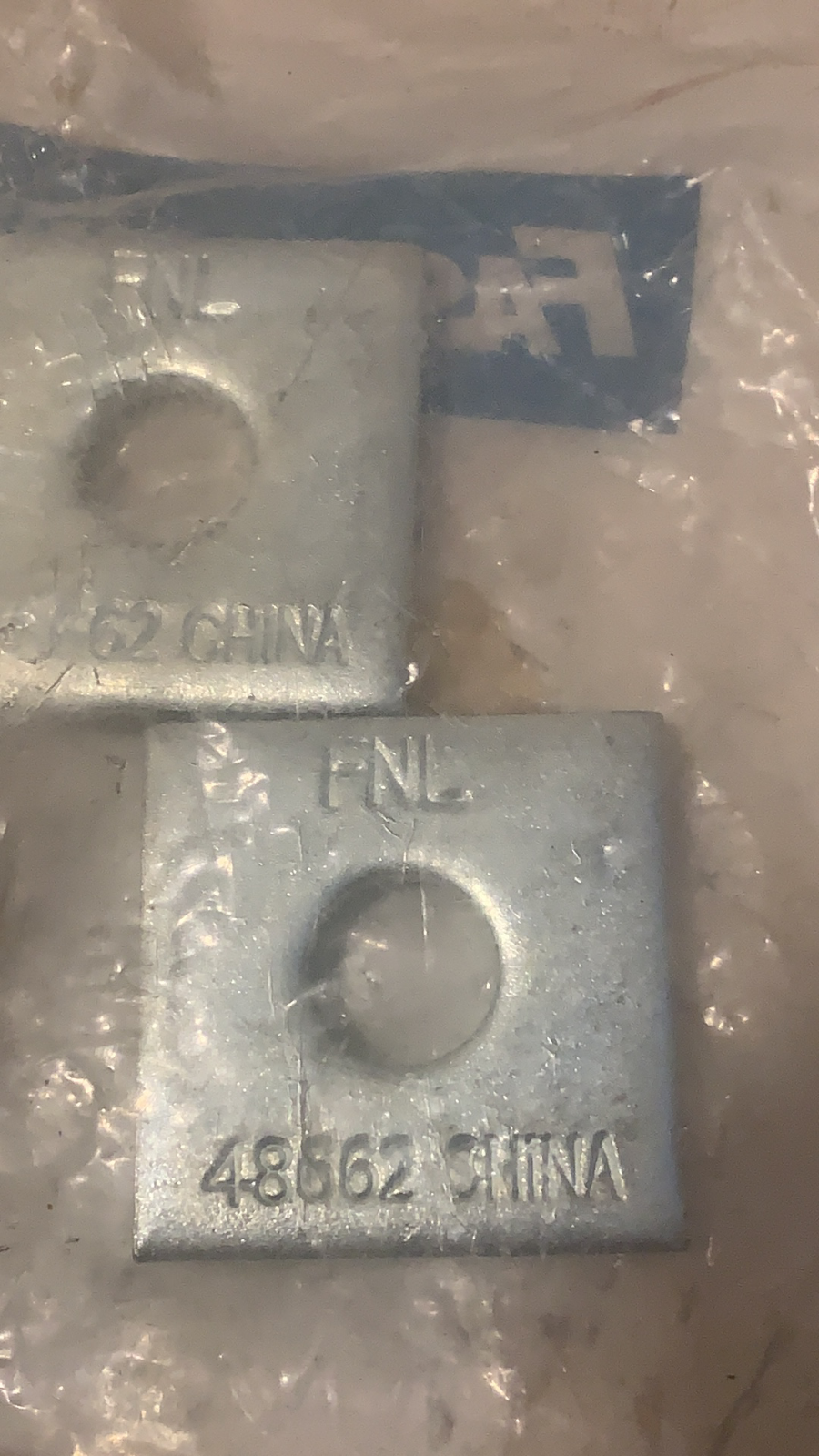 FASTENAL 48662 1 5/8" x 1/2" Square Channel Washer (5 Lot) Hardware