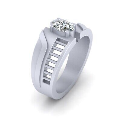 Primary image for Solitaire Oval Diamond Engagement Ring For Mens Wedding Band In Solid 925 Silver